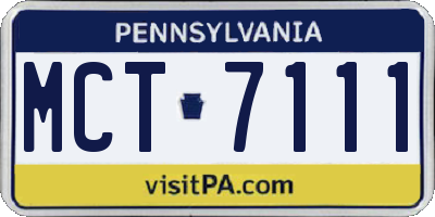 PA license plate MCT7111