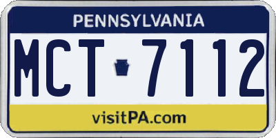 PA license plate MCT7112