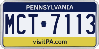 PA license plate MCT7113