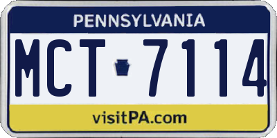 PA license plate MCT7114