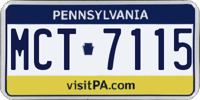 PA license plate MCT7115