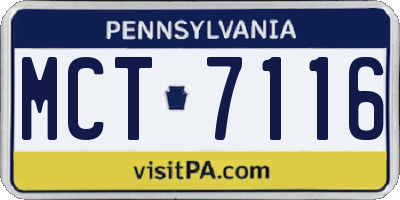 PA license plate MCT7116