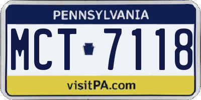 PA license plate MCT7118