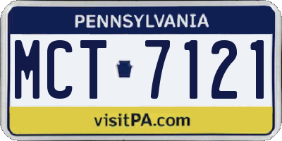 PA license plate MCT7121