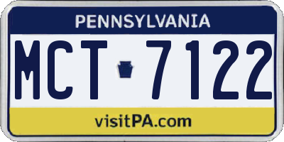 PA license plate MCT7122