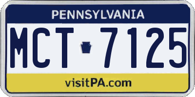PA license plate MCT7125