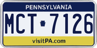 PA license plate MCT7126
