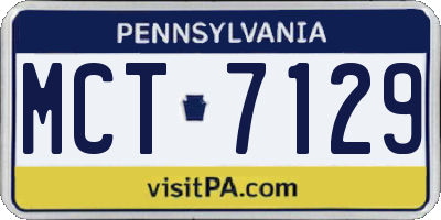 PA license plate MCT7129