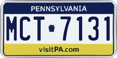 PA license plate MCT7131