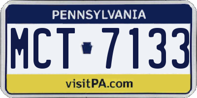 PA license plate MCT7133