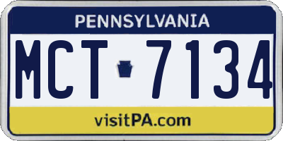PA license plate MCT7134