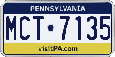 PA license plate MCT7135