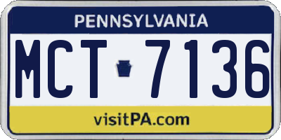 PA license plate MCT7136
