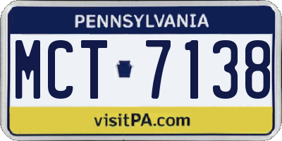 PA license plate MCT7138