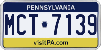 PA license plate MCT7139