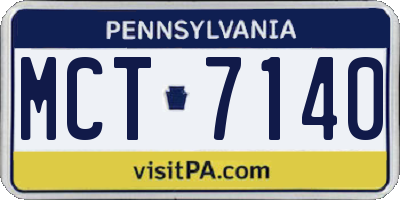 PA license plate MCT7140