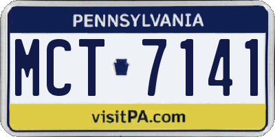 PA license plate MCT7141