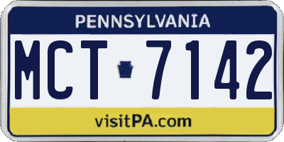 PA license plate MCT7142