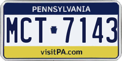 PA license plate MCT7143