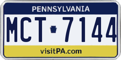 PA license plate MCT7144