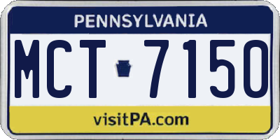 PA license plate MCT7150