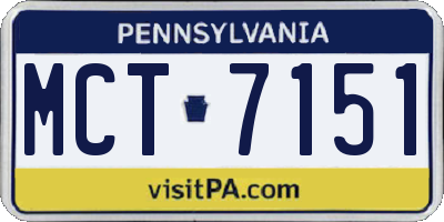 PA license plate MCT7151