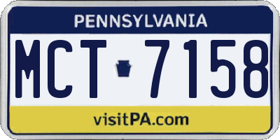 PA license plate MCT7158