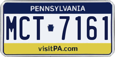 PA license plate MCT7161
