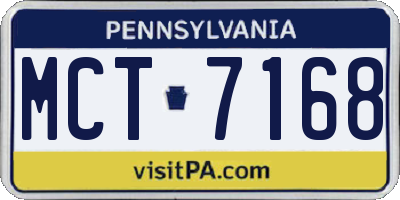 PA license plate MCT7168