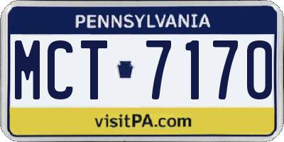 PA license plate MCT7170