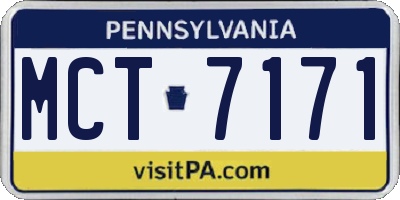 PA license plate MCT7171