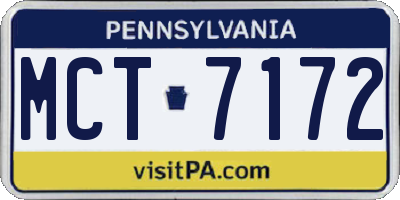 PA license plate MCT7172