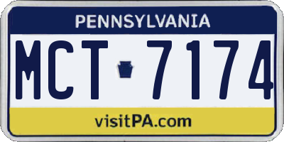 PA license plate MCT7174