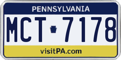 PA license plate MCT7178