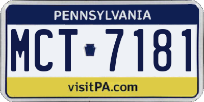 PA license plate MCT7181