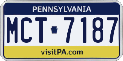PA license plate MCT7187