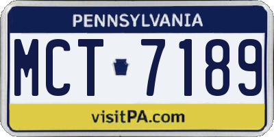 PA license plate MCT7189
