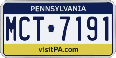 PA license plate MCT7191