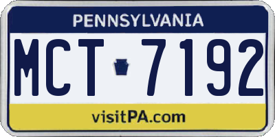 PA license plate MCT7192