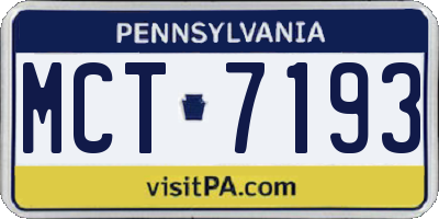 PA license plate MCT7193