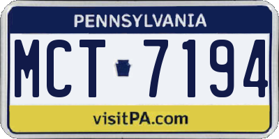PA license plate MCT7194