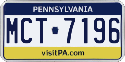 PA license plate MCT7196