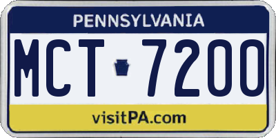 PA license plate MCT7200