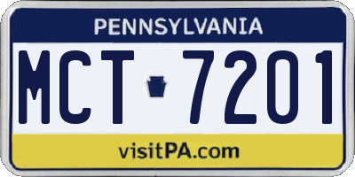 PA license plate MCT7201