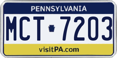 PA license plate MCT7203