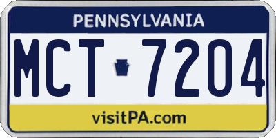 PA license plate MCT7204