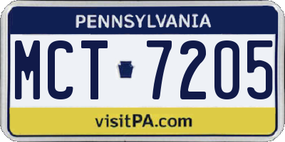 PA license plate MCT7205