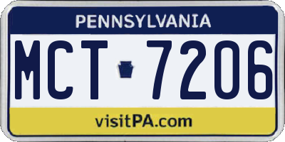 PA license plate MCT7206