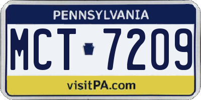 PA license plate MCT7209