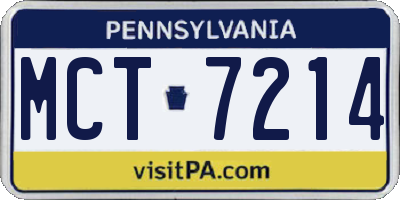 PA license plate MCT7214
